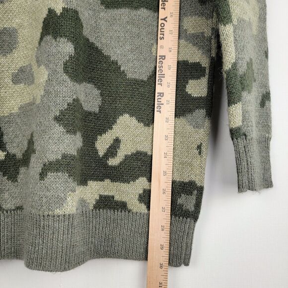 Lucky Brand Sweater Women's Sz S Green Camouflage Wool Blend Button Up Cardigan - Picture 3 of 8